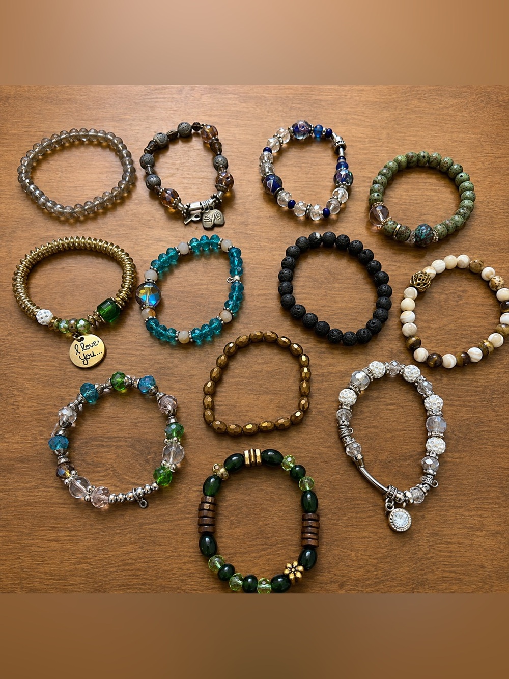 Craft Bracelet Lot of 12 Stretch Beaded Bracelets Mixed Styles Boho Handmade
